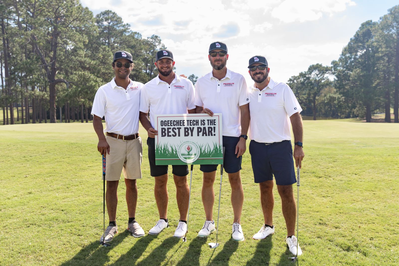 Ogeechee Technnical College & J. David Russell Golf Tournament 2023 first-place net total winners - Bulloch Solutions with golfers Jeffery Beck, John Scott, Matt Meyer, and Logan Smith.