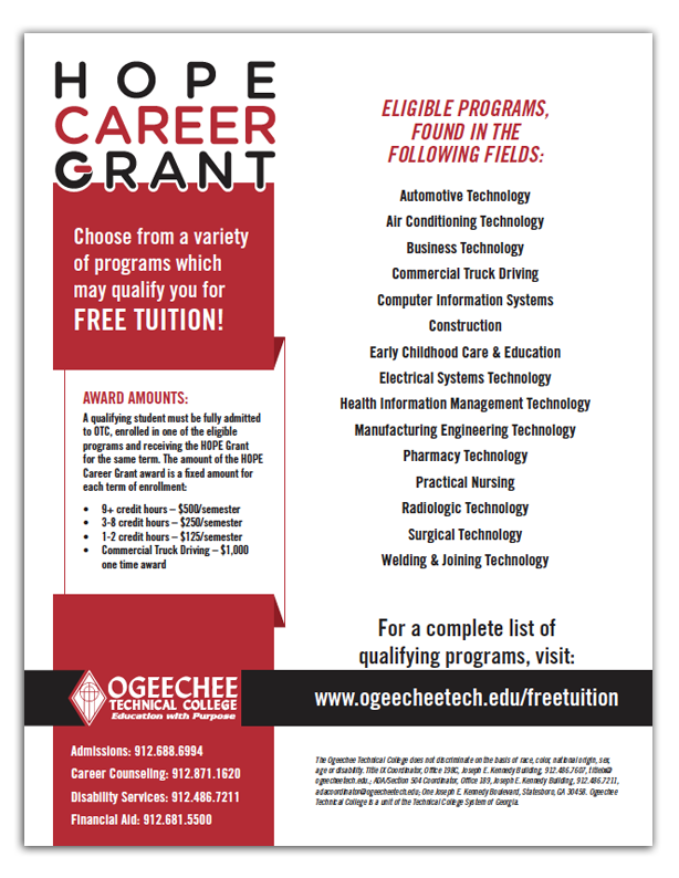 Hope Career Grant Flyer