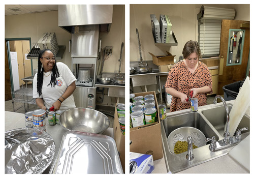 Students helping prepare food at the Statesboro Statesboro Soup Kitchen