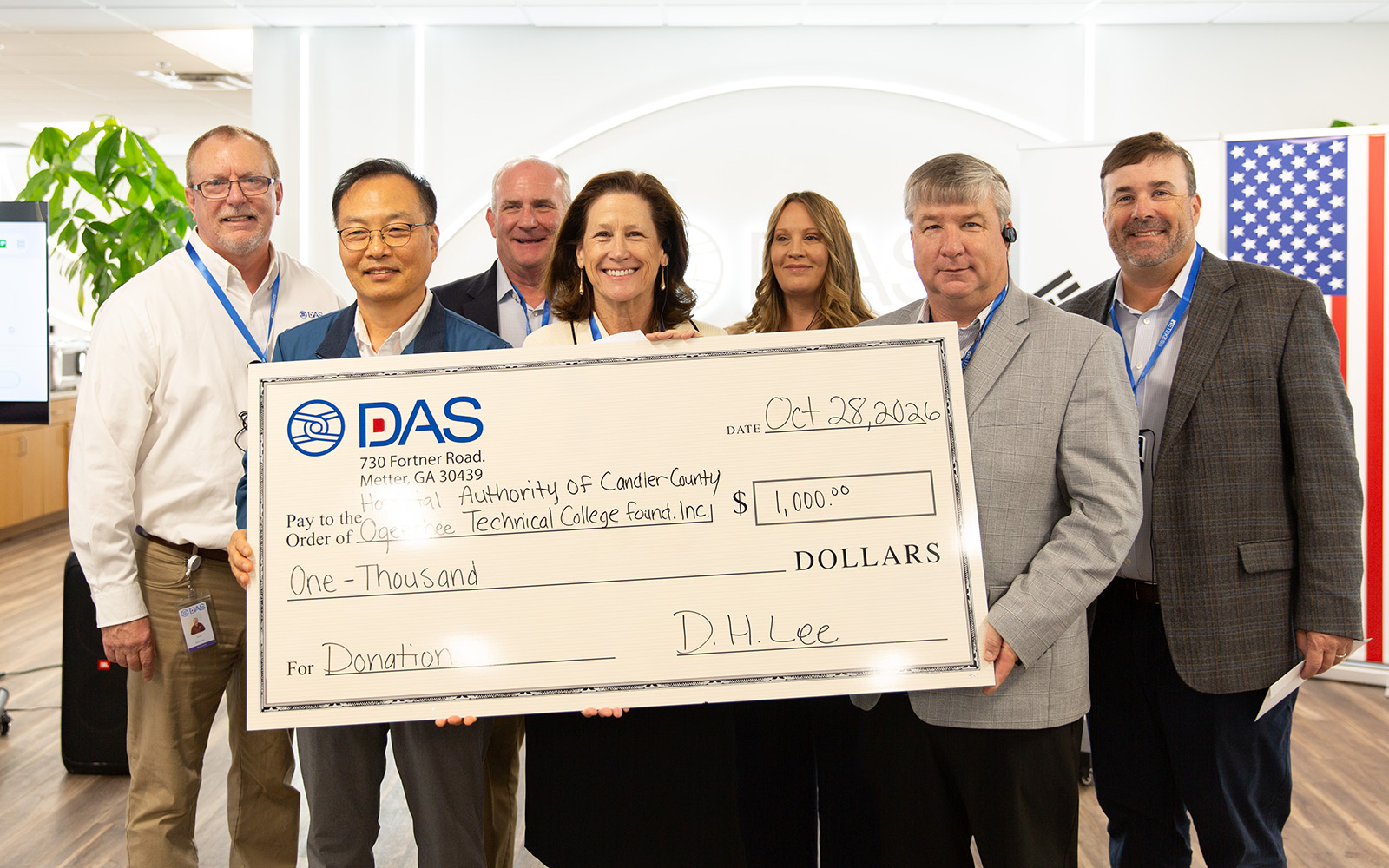 DAS North America Donates $1,000 to OTC Foundation