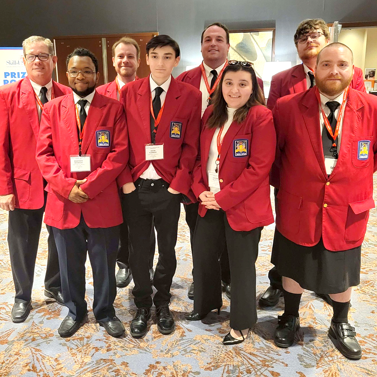 OTC Students posing together for a group photo at the SkillsUSA competition in Atlanta Georgia